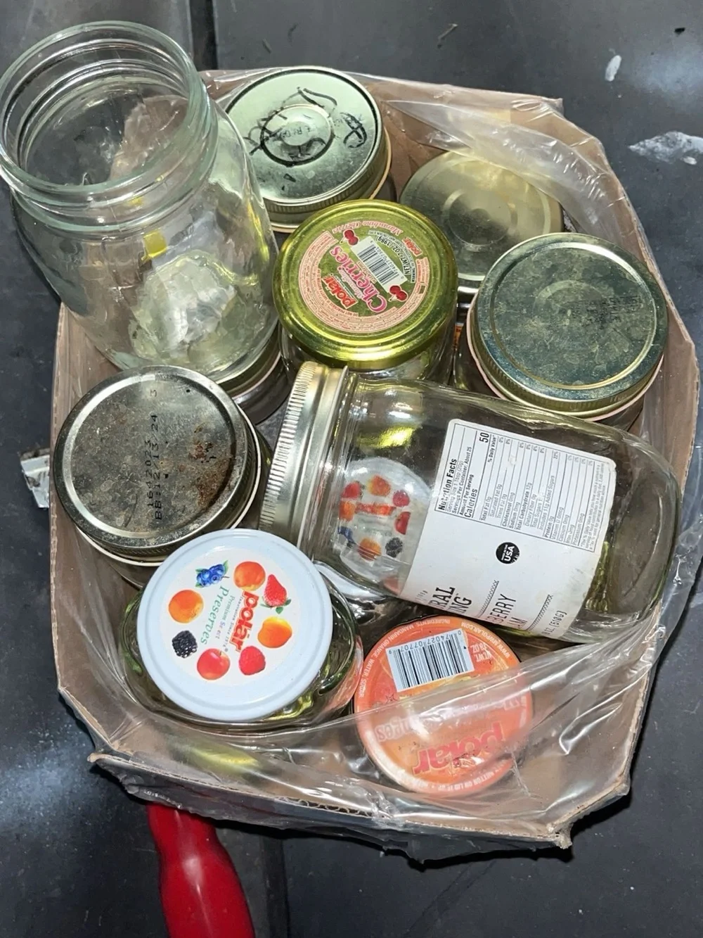 Assorted Glass Mason Jars with Metal Lids - Clear and Gold